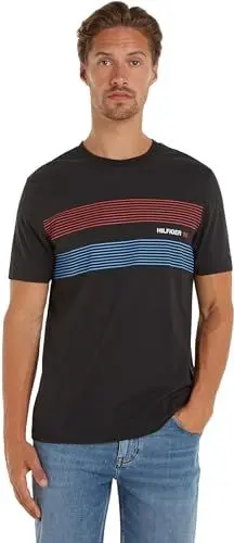 Produktbild: Tommy Hilfiger Herren T-Shirt Kurzarm Rundhalsausschnitt, Schwarz (Black), XL
