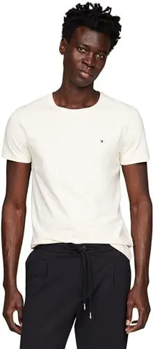 Produktbild: Tommy Hilfiger Herren T-Shirt Kurzarm Rundhalsausschnitt, Weiß (Calico), XXL