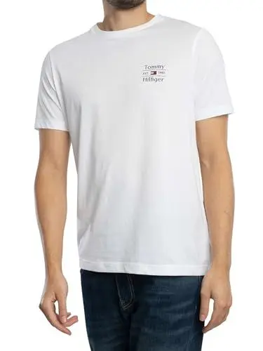 Produktbild: Tommy Hilfiger Herren T-Shirt Kurzarm Stack Tee mit Rundhalsausschnitt, Weiß (White), 3XL