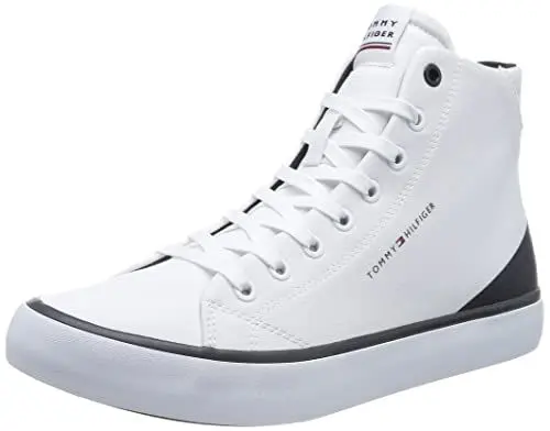 Produktbild: Tommy Hilfiger Herren Vulcanized Sneaker TH Hi Vulc Core Canvas Schuhe , Weiß (White), 42 EU