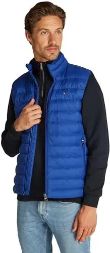 Produktbild: Tommy Hilfiger Herren Weste Packable Recycled Vest Stehkragen, Blau (Wedge Blue), 3XL