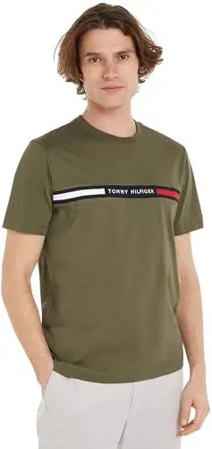 Produktbild: Tommy Hilfiger Herren T-Shirt Kurzarm Rundhalsausschnitt, Grün (Battle Green), XL