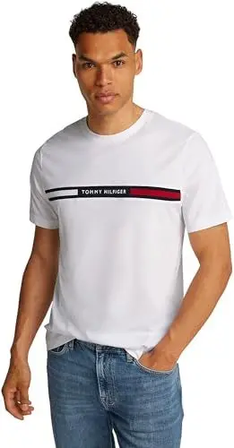 Produktbild: Tommy Hilfiger Herren T-Shirt Kurzarm Rundhalsausschnitt, Weiß (White), M