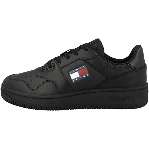 Produktbild: Tommy Hilfiger Jeans Herren Cupsole Sneaker Retro Basket Schuhe, Schwarz (Triple Black), 40