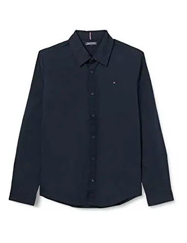 Produktbild: Tommy Hilfiger Jungen Boys SOLID Stretch POPLIN Shirt L/S Hemd, per Pack Blau (Sky Captain 420), One Size (Herstellergröße: 74)