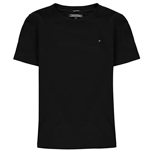 Produktbild: Tommy Hilfiger Jungen T-Shirt Kurzarm Rundhalsausschnitt, Schwarz (Meteorite), 8 Jahre
