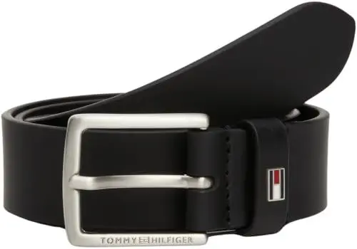 Produktbild: Tommy Hilfiger Kinder Unisex Gürtel Kids Leather Belt mit Flagge aus Leder, Schwarz (Black), S-M