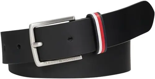 Produktbild: Tommy Hilfiger Kinder Unisex Gürtel Ledergürtel, Schwarz (Black), S-M