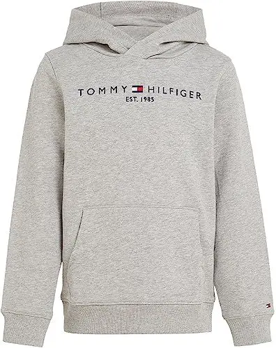 Produktbild: Tommy Hilfiger Kinder Unisex Hoodie Essential mit Kapuze, Grau (Light Grey Heather), 14 Jahre
