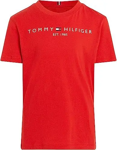 Produktbild: Tommy Hilfiger Kinder Unisex T-Shirt Kurzarm Essential Tee Rundhalsausschnitt, Rot (Deep Crimson), 14 Jahre