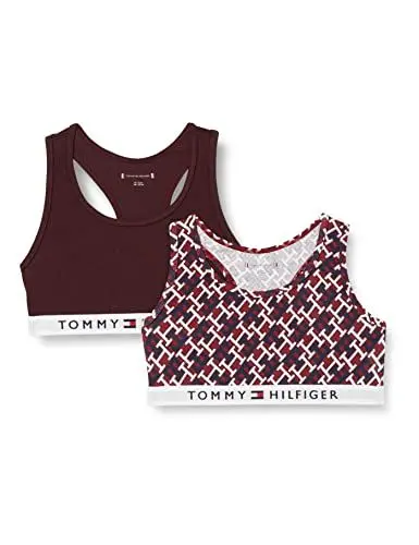 Produktbild: Tommy Hilfiger Mädchen 2P Bralette Print UG0UG00368 Andere BHS, Undurchsichtige, Braun (Monogram/Deep Burgundy), 8-10 Jahre