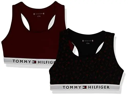 Produktbild: Tommy Hilfiger Mädchen 2P Bralette Print UG0UG00368 Andere BHS, Undurchsichtige, Braun (Rose AOP/Rouge), 8-10 Jahre