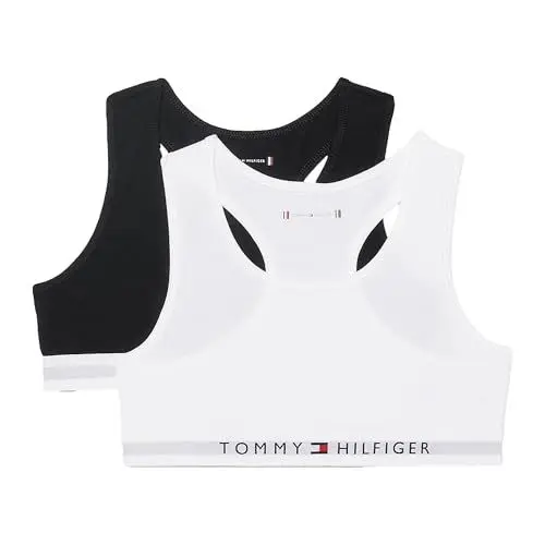 Produktbild: Tommy Hilfiger Mädchen 2er Pack Bralette Stretch, Mehrfarbig (White / Black), 6-7 Jahre