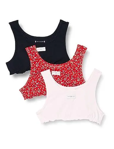 Produktbild: Tommy Hilfiger Mädchen 3P Bralette UG0UG00676 Andere BHS, Undurchsichtige, Gold (Fireworks PRNT/des Sk/Light Pink), 12-14 Jahre