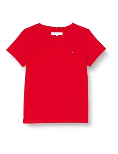 Produktbild: Tommy Hilfiger Mädchen Essential Knit Top S/S T-Shirt, Deep Crimson, 80 cm