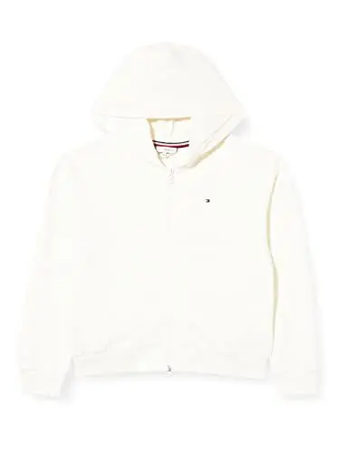 Produktbild: Tommy Hilfiger Mädchen Script Zip Thru Hoodie Kapuzenpullover, Ecru, 92 cm