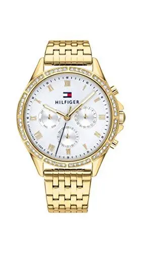 Produktbild: Tommy Hilfiger Multi Zifferblatt Quarz Uhr für Damen mit Goldfarben Edelstahlarmband - 1782142