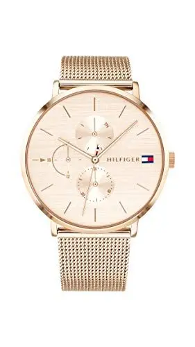 Produktbild: Tommy Hilfiger Multi Zifferblatt Quarz Uhr für Damen mit Roségoldfarbenes Edelstahl-Mesh-Gliederarmband - 1781944