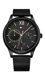 Produktbild: Tommy Hilfiger Multi Zifferblatt Quarz Uhr für Herren mit Schwarzes Edelstahlarmband - 1791879