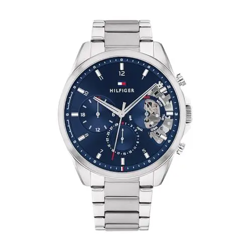 Produktbild: Tommy Hilfiger Multi Zifferblatt Quarz Uhr für Herren mit Silbernes Edelstahlarmband - 1710448
