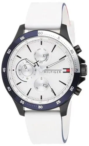 Produktbild: Tommy Hilfiger Multi Zifferblatt Quarz Uhr für Herren mit Weisses Silikonarmband - 1791723