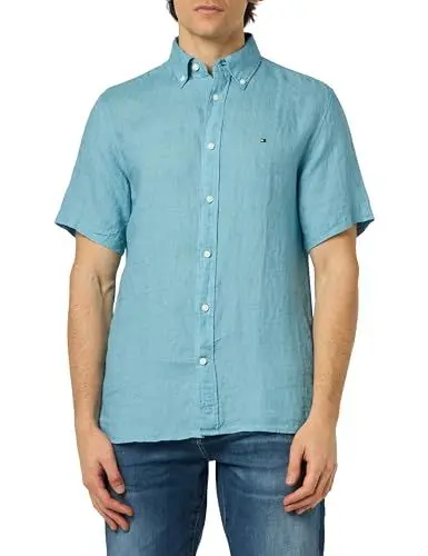 Produktbild: Tommy Hilfiger Herren Hemd Kurzarm, Blau (Sleepy Blue), XXL