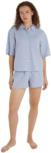Produktbild: Tommy Hilfiger Short Sleeve Linnen Pj Set Pyjamas Damen, Blau (Horizon Stripes Blue), S