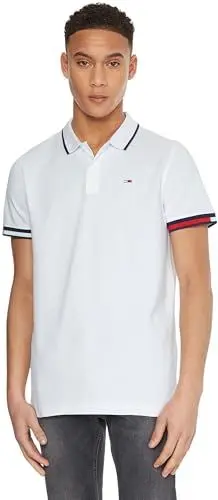 Produktbild: Tommy Jeans Herren TJM REG Flag Cuffs Polo DM0DM12963 Kurzarm Poloshirts, Weiß, XXL