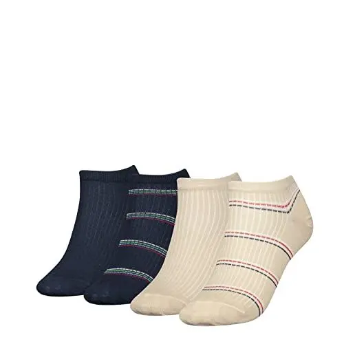 Produktbild: Tommy Hilfiger Damen Th Women Sneaker 4p Coastal Stripe Tencel Casual Sock, Beige Combo, 39-42 EU