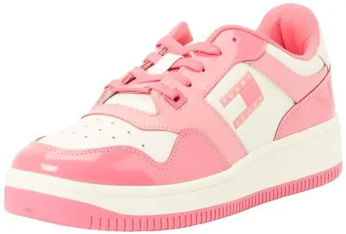 Produktbild: Tommy Jeans Damen Cupsole Sneaker Tjw Retro Basket Patent Ltr Schuhe, Rosa (Pink Alert), 37 EU