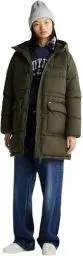 Produktbild: Tommy Jeans Damen Daunenmantel Midi Puffer mit Kapuze, Grün (Fatigue Green), XXS