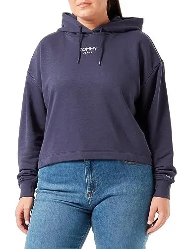 Produktbild: Tommy Jeans Damen Hoodie Cropped Logo mit Kapuze, Blau (Twilight Navy), XL
