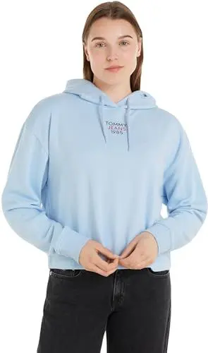 Produktbild: Tommy Jeans Damen Hoodie Essential Logo mit Kapuze, Blau (Dark Night Navy), M