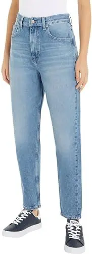 Produktbild: Tommy Jeans Damen Jeans Hose Mom-Fit Ultra High Waist, Blau (Denim Light), 24W/34L