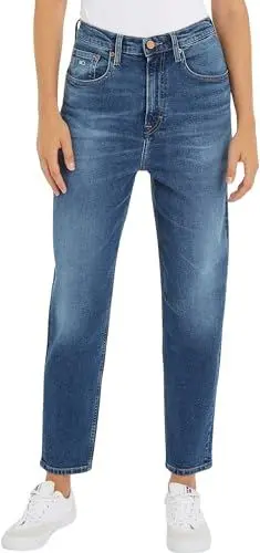 Produktbild: Tommy Jeans Damen Jeans Hose Mom Fit, Blau (Denim Medium), 24W/28L