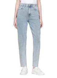 Produktbild: Tommy Jeans Damen Jeans Hose Mom Jeans Tapered Fit, Blau (Denim Light), 34W/34L