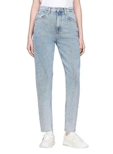 Produktbild: Tommy Jeans Damen Jeans Hose Mom Jeans Tapered Fit, Blau (Denim Light), 34W/34L