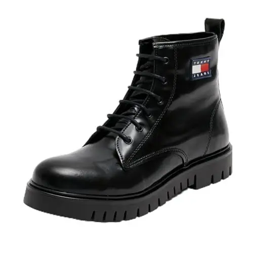 Produktbild: Tommy Jeans Damen Mid Boot Stiefel Lace Up Lack, Schwarz (Black), 37