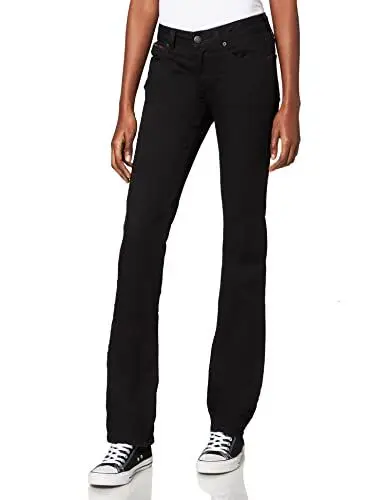 Produktbild: Tommy Jeans Damen Mid Rise Sandy Straight Jeans, Schwarz (DANA BLACK Stretch 945), W24/L34