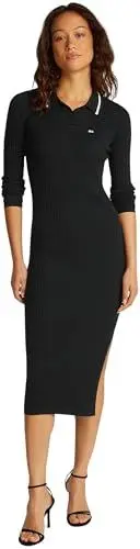 Produktbild: Tommy Jeans Damen Polokleid Midi Beinschlitz, Schwarz (Black), L