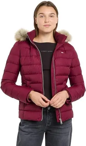 Produktbild: Tommy Jeans Damen Pufferjacke Basic Hooded Down Jacket mit Kapuze, Rot (Valley Grape), S