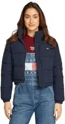 Produktbild: Tommy Jeans Damen Pufferjacke Cropped Essential Puffer Kurz, Blau (Dark Night Navy), L