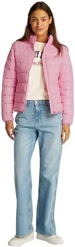 Produktbild: Tommy Jeans Damen Pufferjacke Essential Tape Hochglanz, Rosa (Pink Sugar), XL
