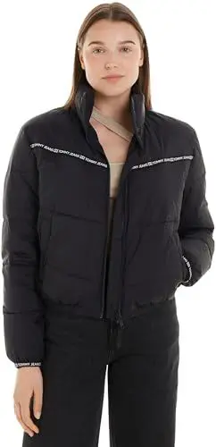 Produktbild: Tommy Jeans Damen Pufferjacke Tape Detail leicht, Schwarz (Black), XXS