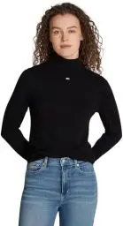 Produktbild: Tommy Jeans Damen Pullover Essential Turtle Neck Rollkragenpullover, Schwarz (Black), M