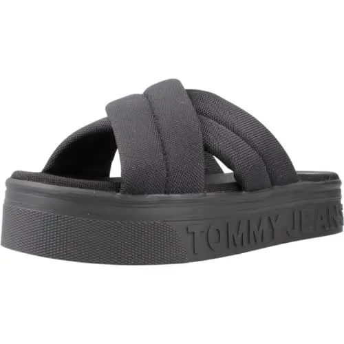 Produktbild: Tommy Jeans Damen Sandalen Lettering Flatform Sandal Sommer, Schwarz (Black), 41
