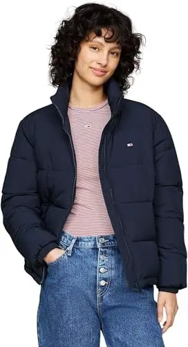 Produktbild: Tommy Jeans Damen Steppjacke Essential Puffer mit Kragen, Blau (Dark Night Navy), XL