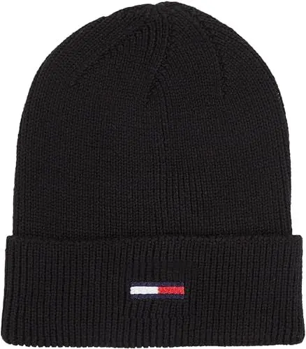Produktbild: Tommy Jeans Damen Strickmütze Tjw Elongated Flag Beanie Wintermütze, Schwarz (Black), Onesize