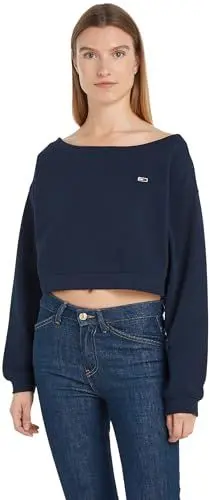 Produktbild: Tommy Jeans Damen Sweatshirt Off Shoulder U-Boot-Ausschnitt, Blau (Dark Night Navy), XL