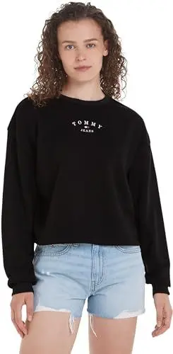 Produktbild: Tommy Jeans Damen Sweatshirt ohne Kapuze, Schwarz (Black), L